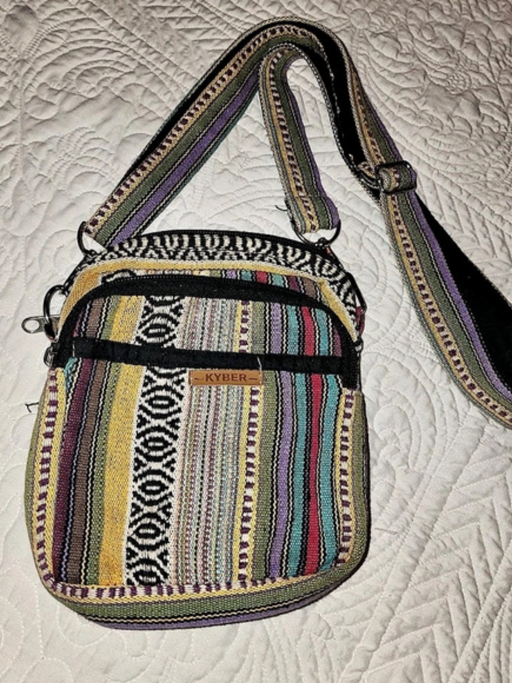 Kyber Multicolor Woven Crossbody Bag - 100% Cotton - Boho Bohemian Hippie 90s